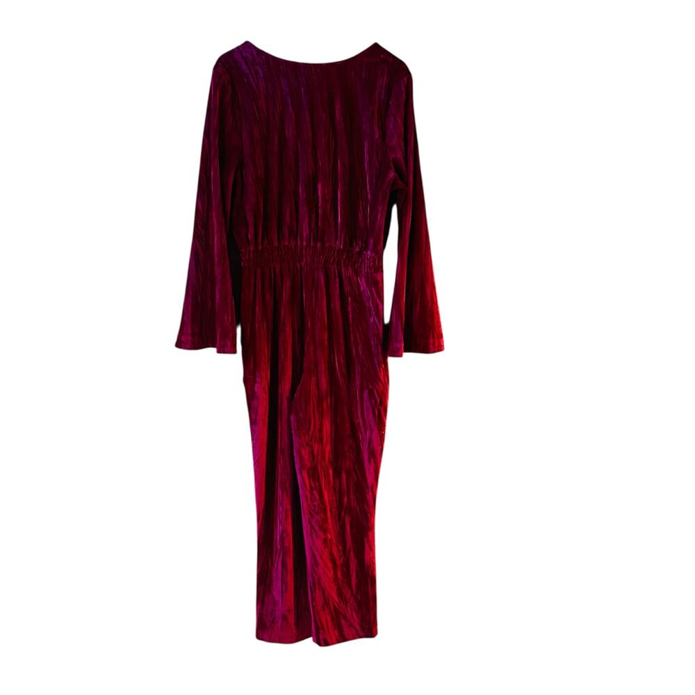 A New Day Pink Crushed Velvet Long Sleeve Jumpsuit Size L Large - Picture 2 of 7